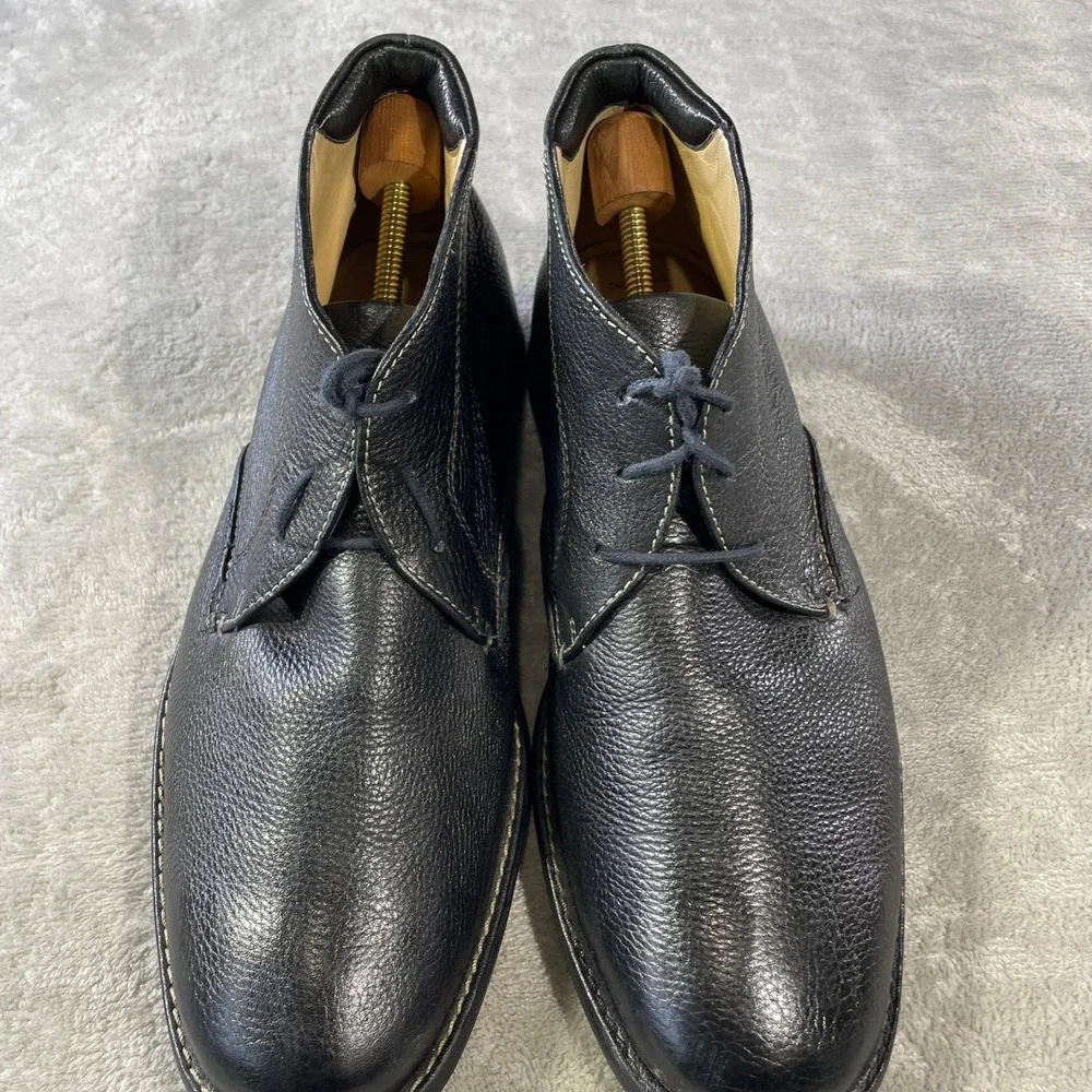 Johnston Murphy  Chukka Boots Mens 10.5 Black Pebbled Sheepskin Leather Office